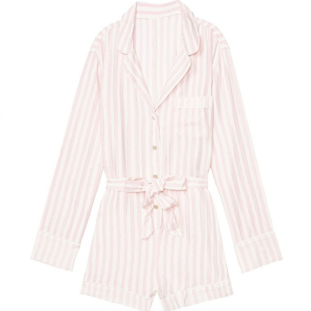 Victoria secret Flanel tie Romper size XL New